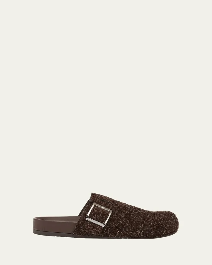 Men's Ease Buckle Brushed Suede Mules