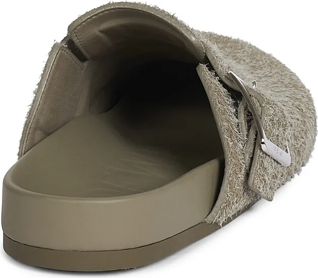 Men's Ease Buckle Brushed Suede Mules - Khaki Green - Size 7 - Image 3