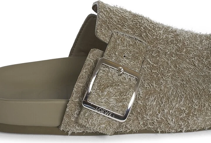 Men's Ease Buckle Brushed Suede Mules - Khaki Green - Size 7 - Image 5