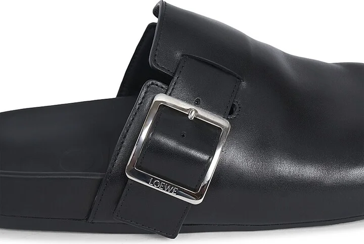 Men's Ease Buckle Leather Mules - Black - Size 7 - Image 5