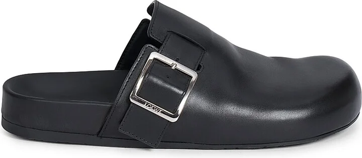 Men's Ease Buckle Leather Mules - Black - Size 7
