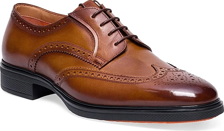 Men's Easy Brogue Dress Shoes - Light Brown - Size 7 - Image 2