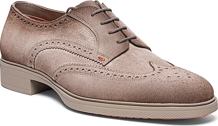 Men's Easy Brogue Suede Dress Shoes - Brown - Size 8 - Image 2