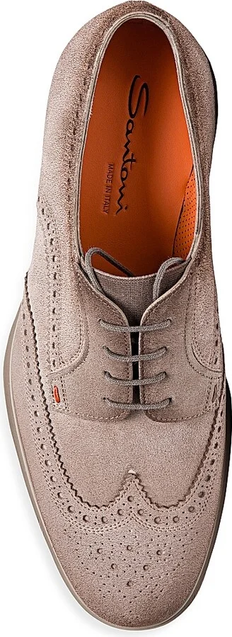 Men's Easy Brogue Suede Dress Shoes - Brown - Size 8 - Image 5
