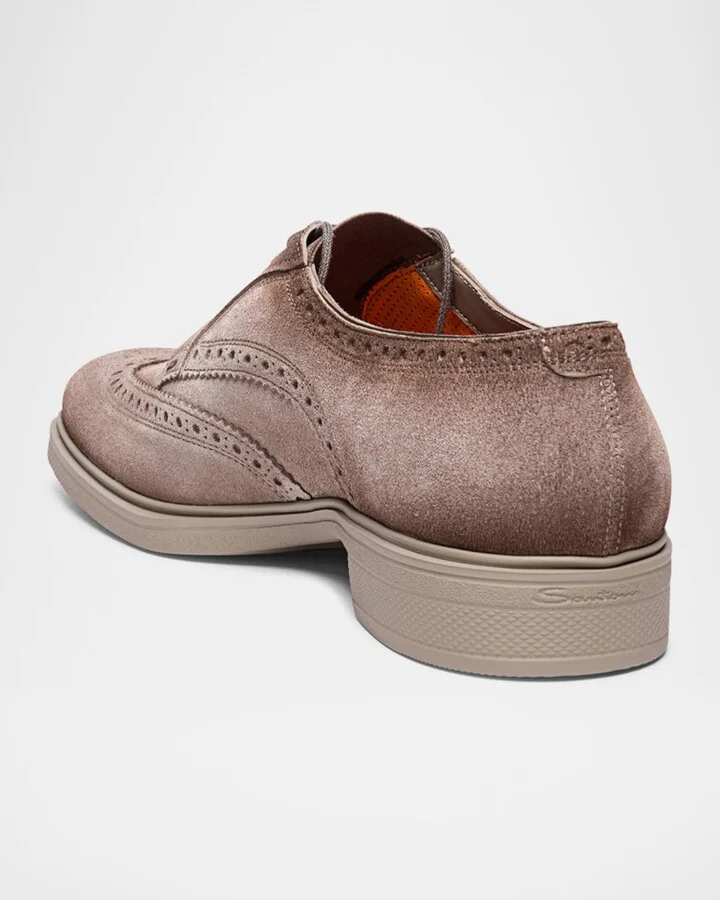 Men's Easy Suede Brogue Wingtip Derby Shoes - Image 4