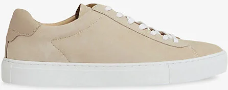 Mens Ecru Nubuck Leather Low-Top Trainers Eur 42 / 8 Uk Men