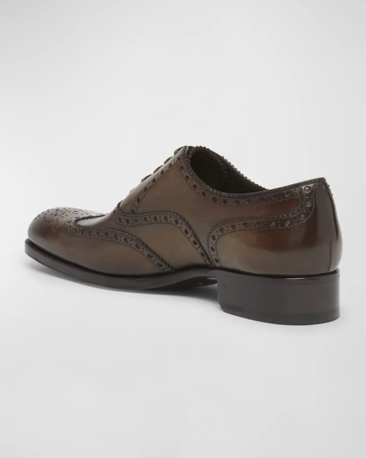 Men's Edgar Leather Wingtip Brogue Derby Shoes - Image 10