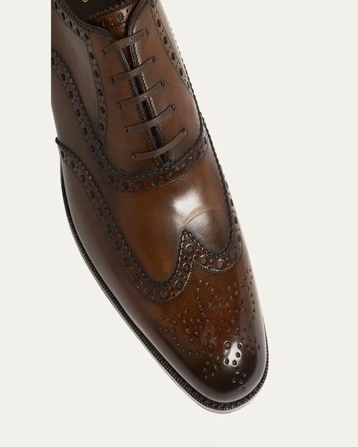 Men's Edgar Leather Wingtip Brogue Derby Shoes - Image 4