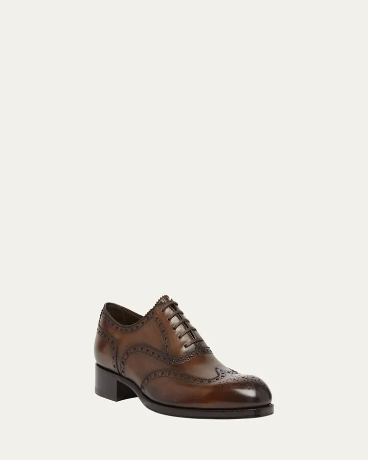 Men's Edgar Leather Wingtip Brogue Derby Shoes - Image 5