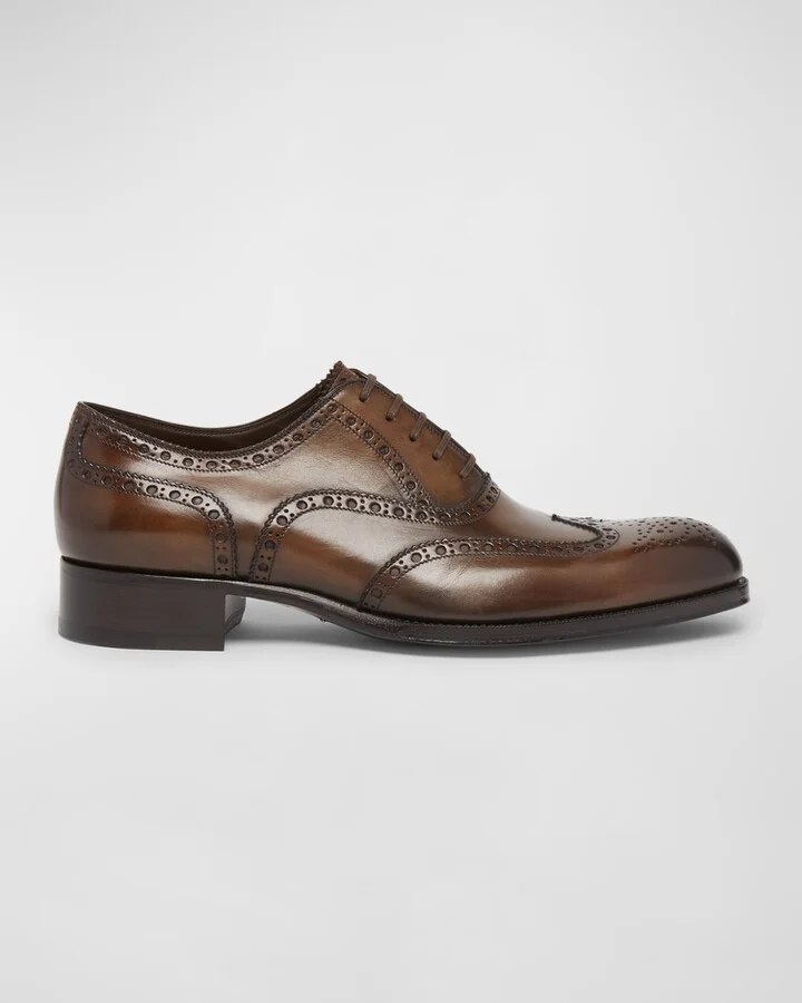 Men's Edgar Leather Wingtip Brogue Derby Shoes