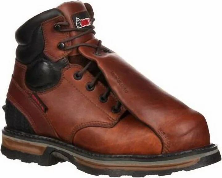 Men's Elements Steel Waterproof Steel Toe Met-Guard Work Boot - Wide Width In Brown