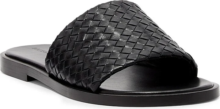 Men's Elio Intrecciato Leather Sandals - Black - Size 6 - Image 2