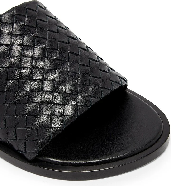 Men's Elio Intrecciato Leather Sandals - Black - Size 6 - Image 5
