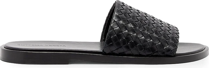 Men's Elio Intrecciato Leather Sandals - Black - Size 6