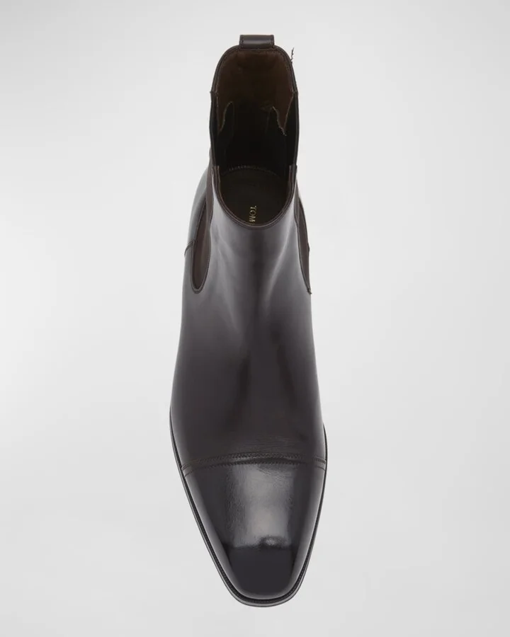 Men's Elkan Burnished Leather Chelsea Boots - Image 3