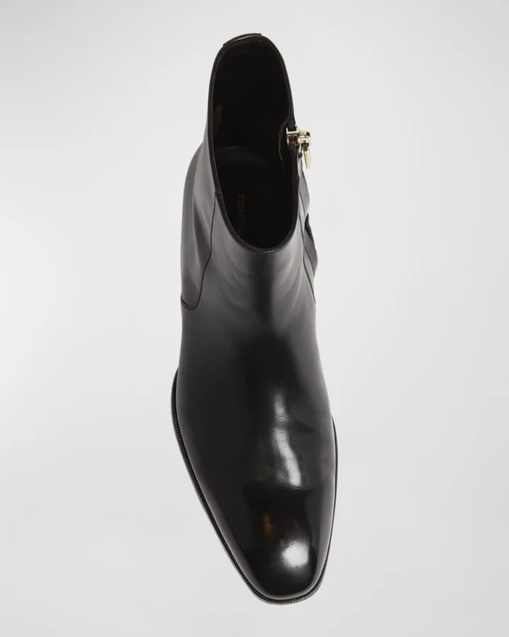 Men's Elkan Burnished Leather Zip Boots - Image 7