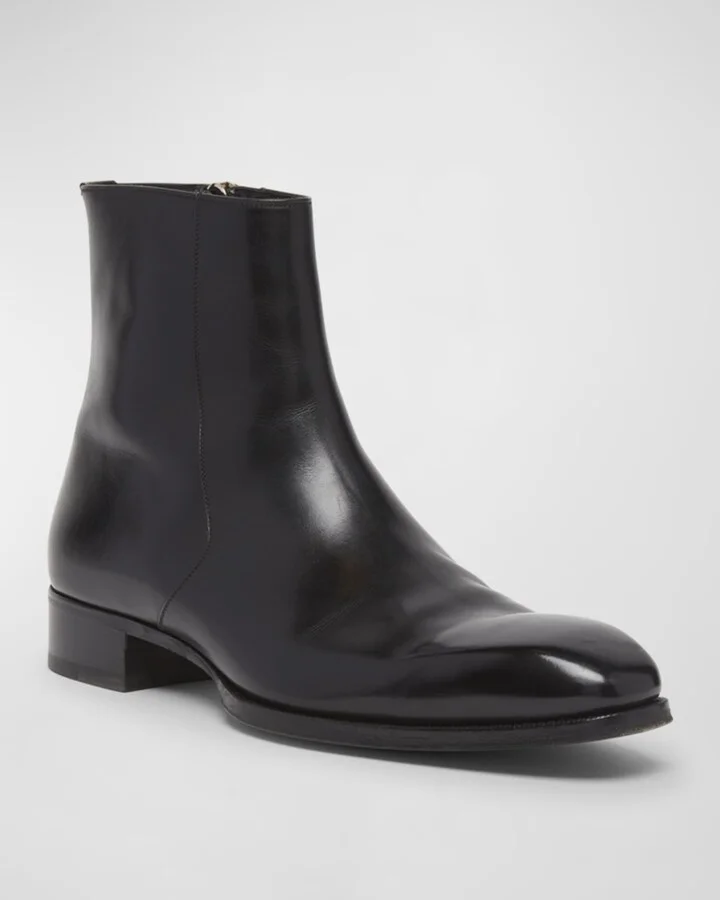Men's Elkan Burnished Leather Zip Boots - Image 8