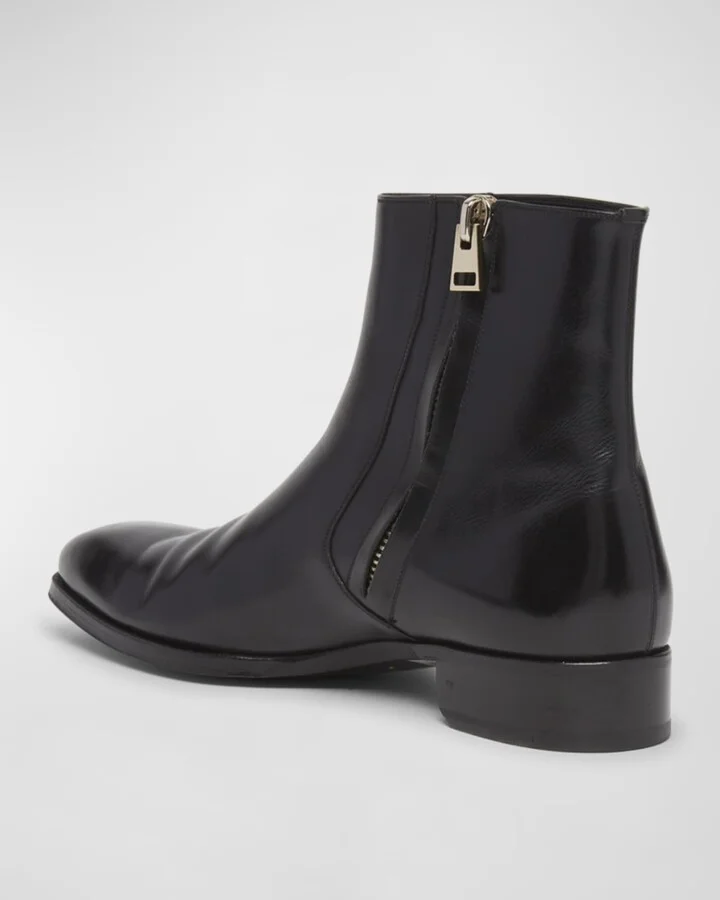 Men's Elkan Burnished Leather Zip Boots - Image 11