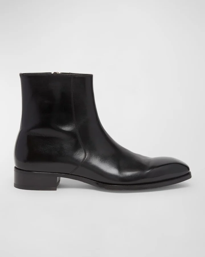 Men's Elkan Burnished Leather Zip Boots