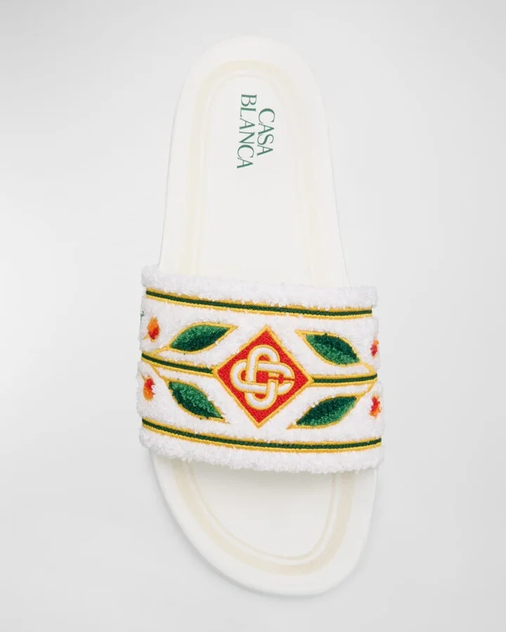 Men's Embroidered Cotton Slide Sandals - Image 3