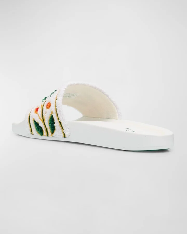 Men's Embroidered Cotton Slide Sandals - Image 10
