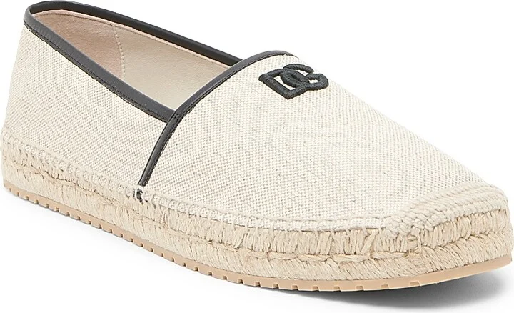 Men's Embroidered Logo Woven Espadrilles - Ivory - Size 7 - Image 2