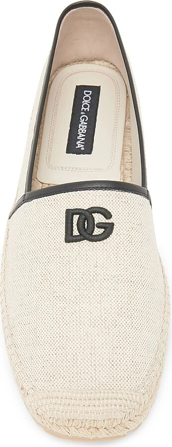Men's Embroidered Logo Woven Espadrilles - Ivory - Size 7 - Image 4