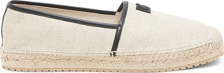 Men's Embroidered Logo Woven Espadrilles - Ivory - Size 7