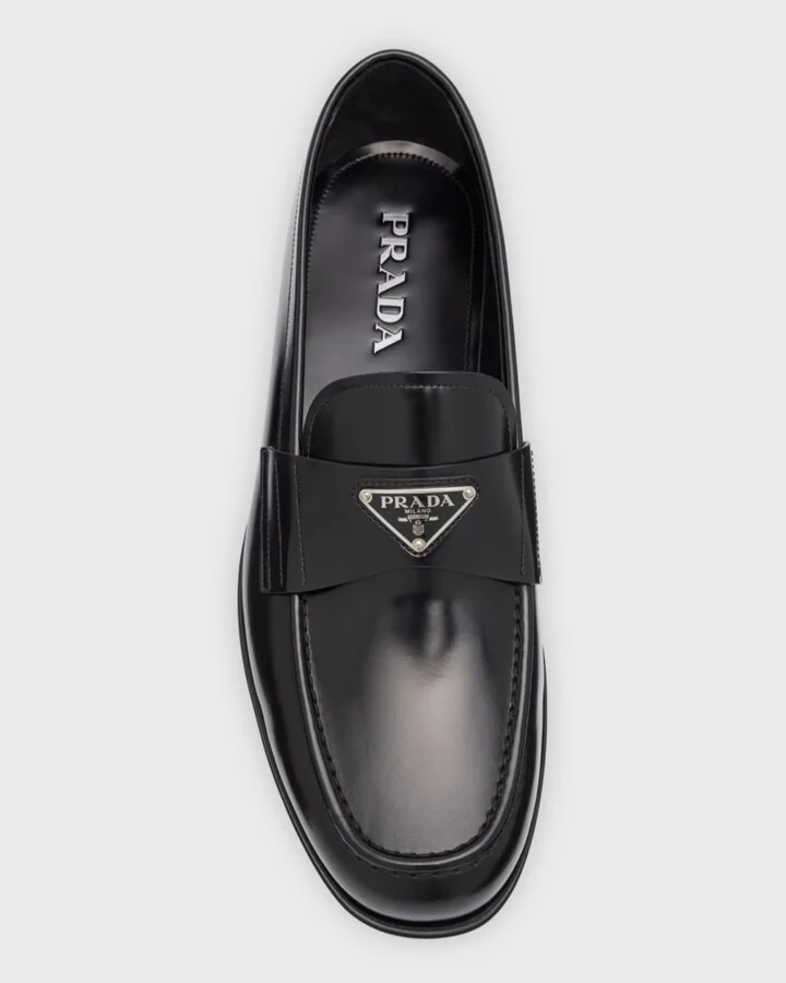 Men's Enameled Logo Leather Penny Loafers - Image 2
