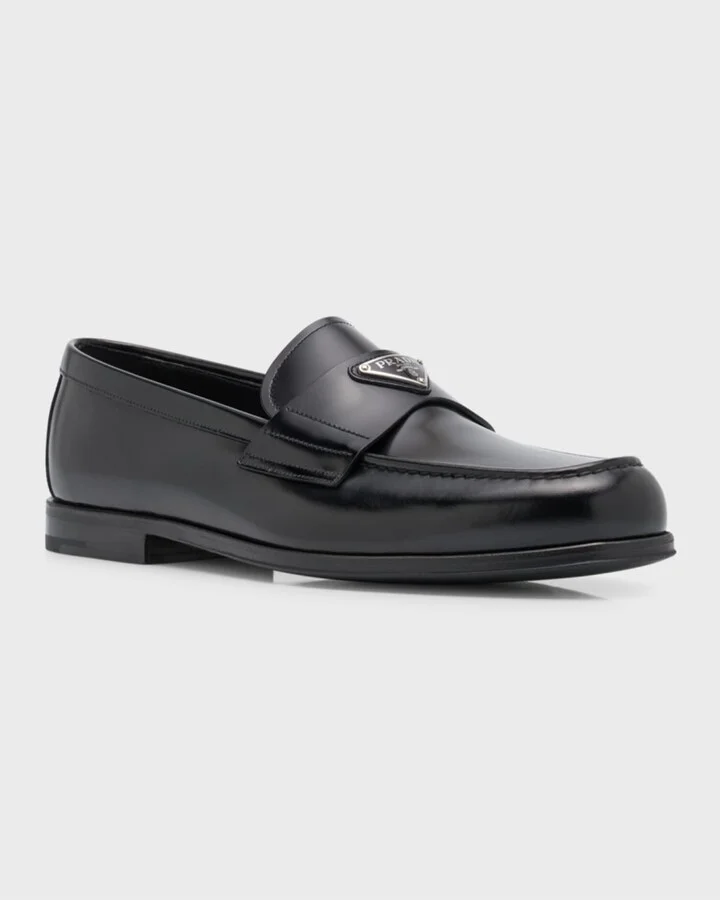 Men's Enameled Logo Leather Penny Loafers - Image 4