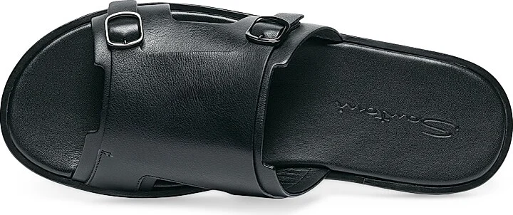 Men's Erik Buckle-Accented Leather Sandals - Black - Size 7 - Image 3