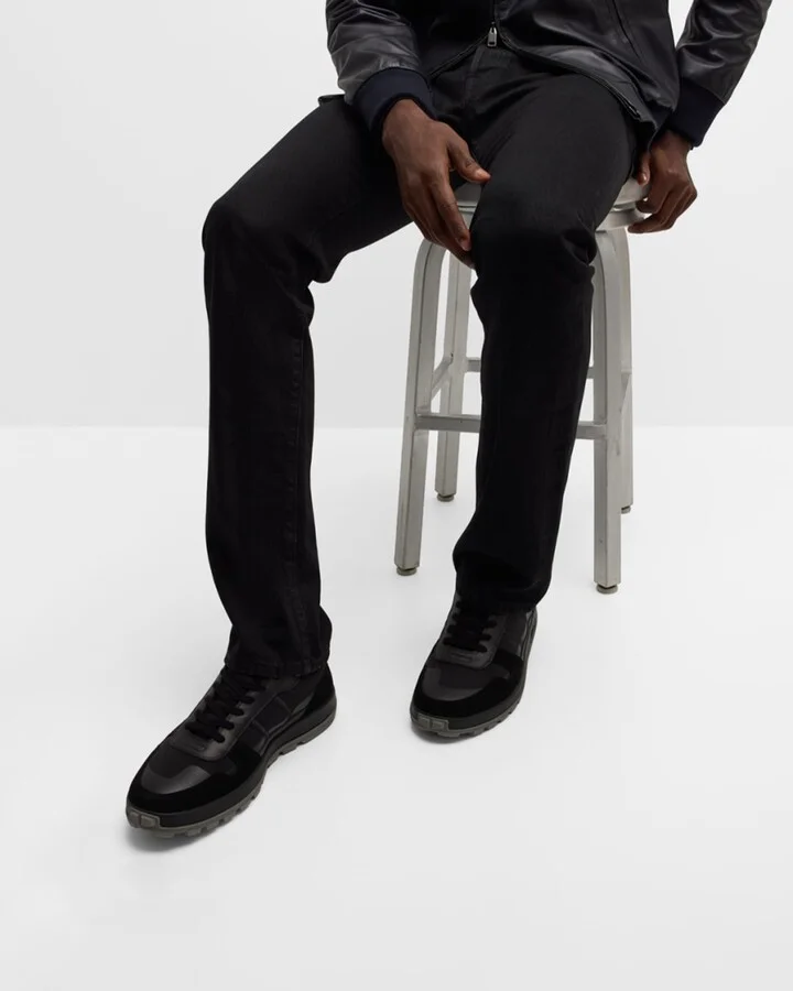 Men's Fabric and Suede Low-Top Sneakers - Image 3