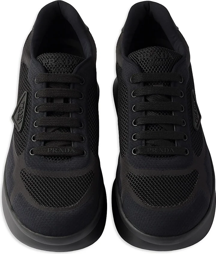 Men's Fabric Laced Sneakers - Black - Size 5 - Image 2
