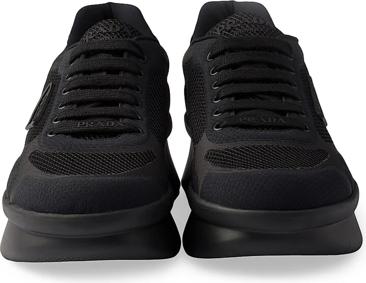 Men's Fabric Laced Sneakers - Black - Size 5 - Image 4