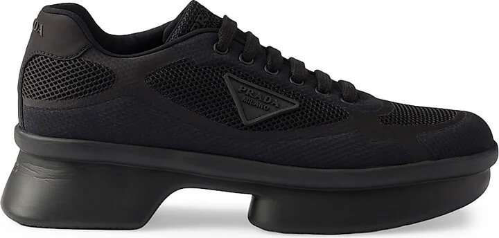 Men's Fabric Laced Sneakers - Black - Size 5
