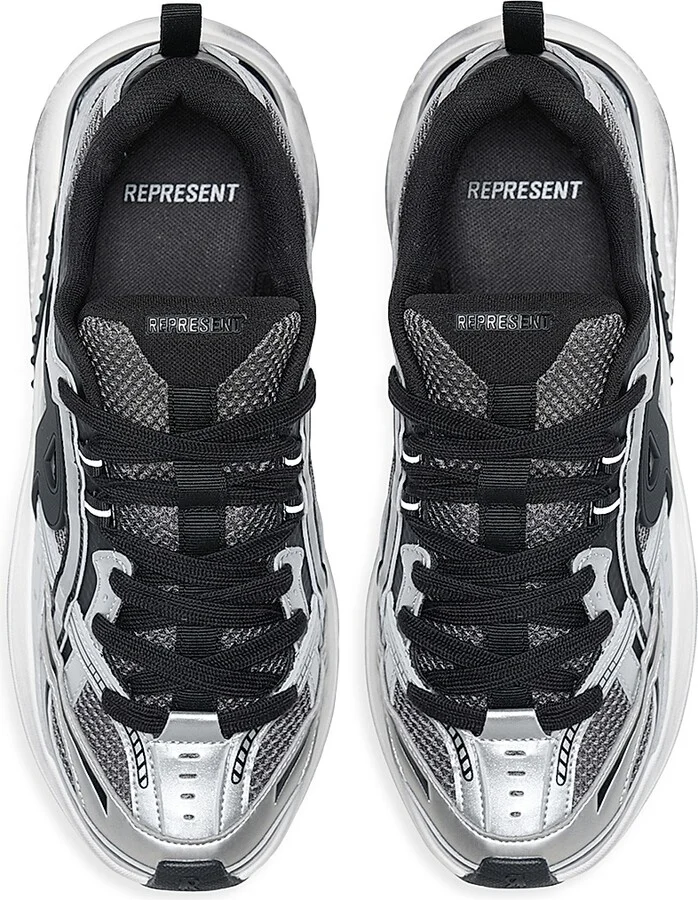 Men's Fashion Runner Lace-Up Sneakers - Silver Black - Size 8 - Image 5