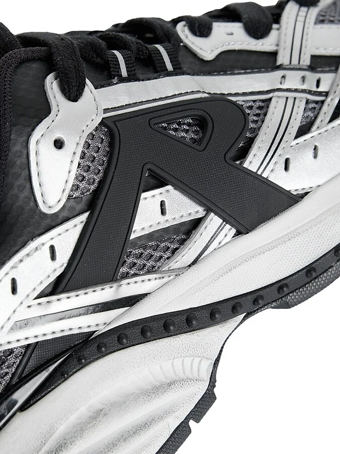 Men's Fashion Runner Lace-Up Sneakers - Silver Black - Size 8 - Image 7