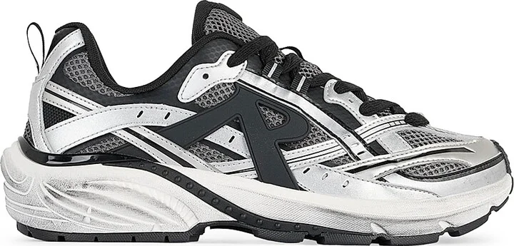 Men's Fashion Runner Lace-Up Sneakers - Silver Black - Size 8