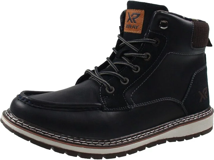Mens Faux Leather Lace-Up Ankle Boots