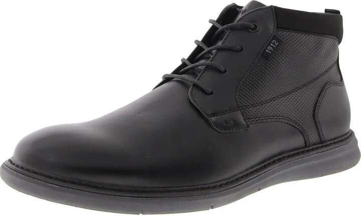 Mens Faux Leather Lace-Up Chukka Boots