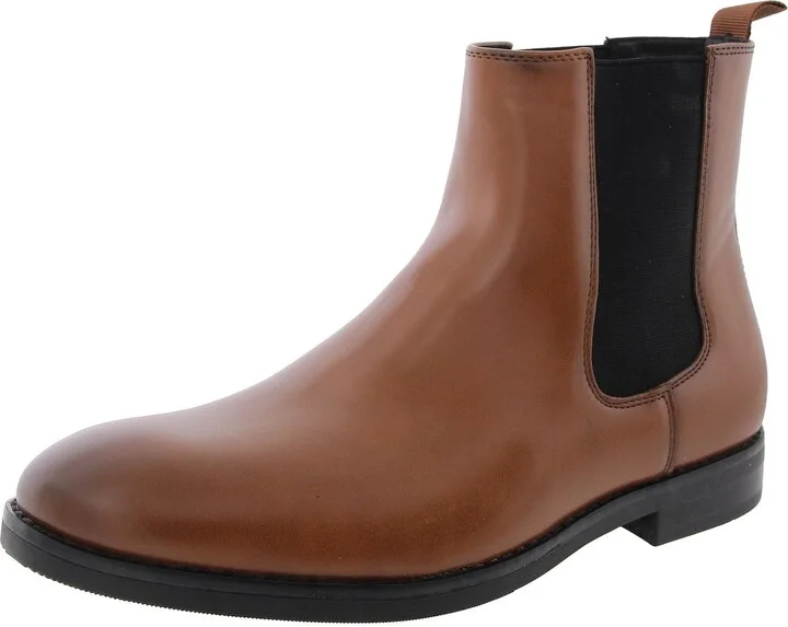 Mens Faux Leather Pull On Chelsea Boots