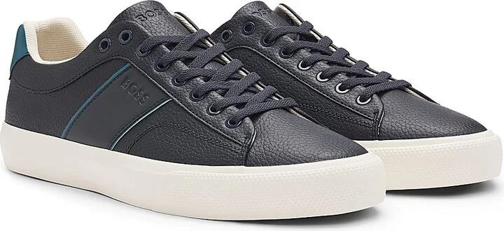 Men's Faux-Leather Trainer Sneakers - Blue - Size 8 - Image 2