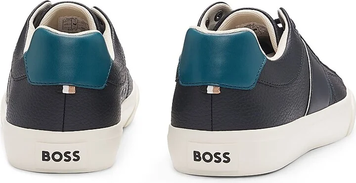 Men's Faux-Leather Trainer Sneakers - Blue - Size 8 - Image 3