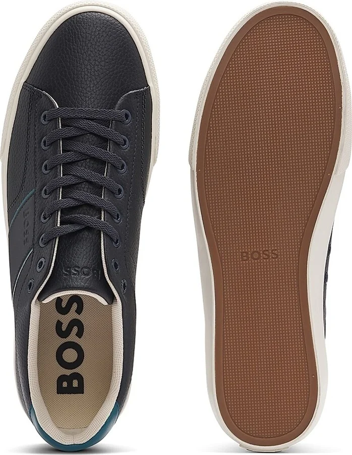 Men's Faux-Leather Trainer Sneakers - Blue - Size 8 - Image 4
