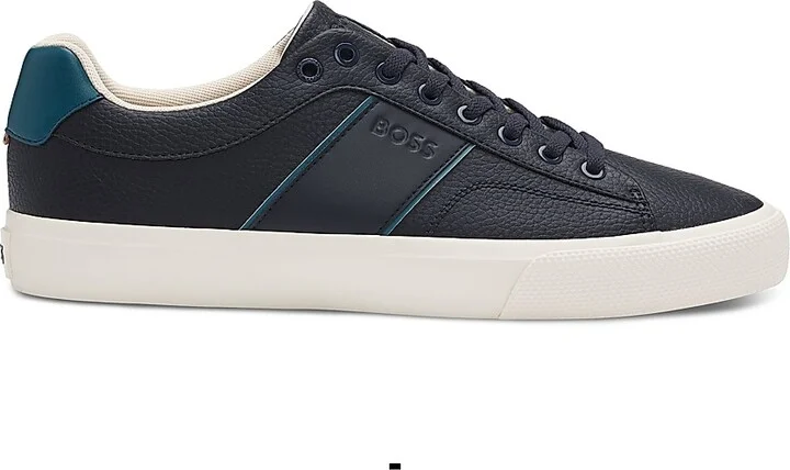 Men's Faux-Leather Trainer Sneakers - Blue - Size 8