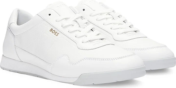 Men's Faux-Leather Trainer Sneakers - White - Size 7 - Image 2