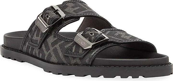 Men's Fendi Feel Logo Sandals - Nero Sand - Size 12 - Image 6