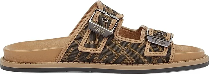 Men's Fendi Feel Logo Sandals - Nero Sand - Size 12