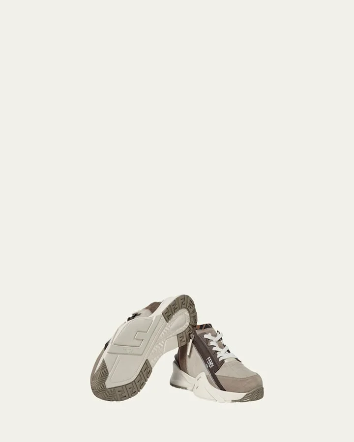 Men's Fendi Flow Nubuck Leather Low-Top Sneakers - Image 2