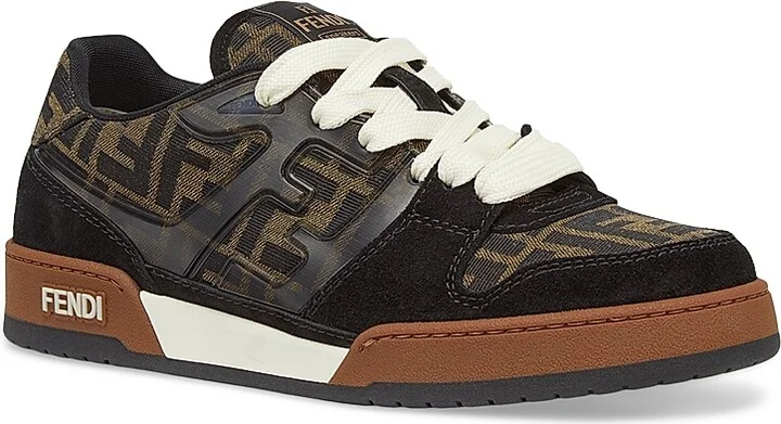 Men's Fendi Match Leather Sneakers - Nero Tabacco - Size 11 - Image 2